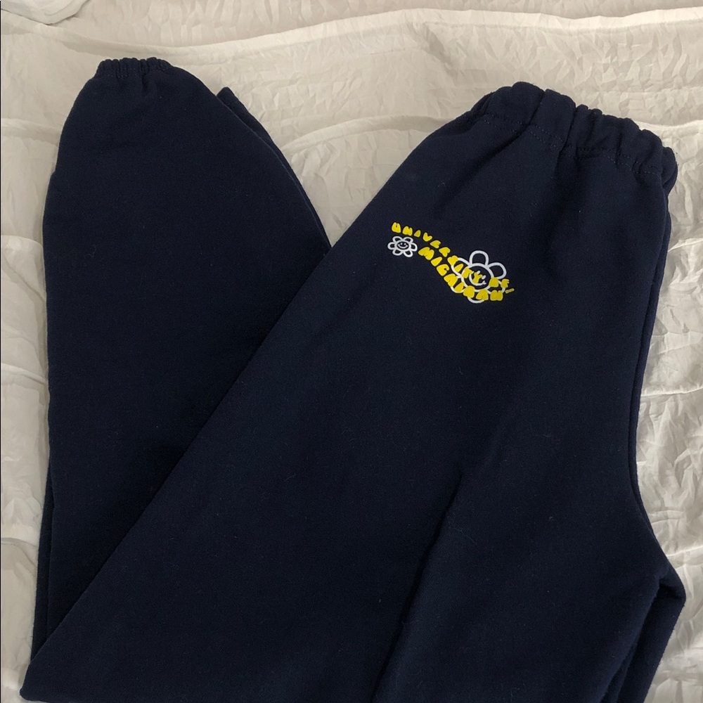 Jerzees Navy Joggers with Yellow Floral Design
